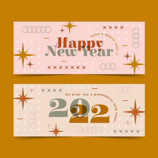 Set di banner piatto felice anno nuovo 2022
