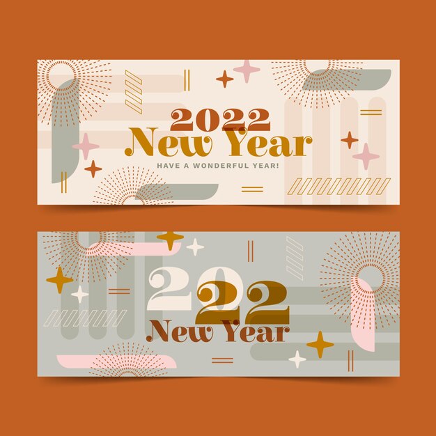 Set di banner piatto felice anno nuovo 2022