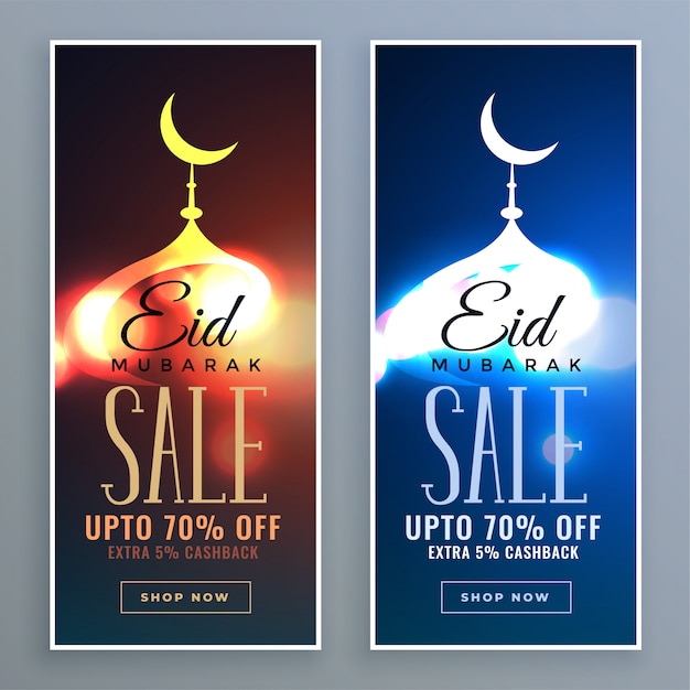Set di banner verticali di Eid festival sale