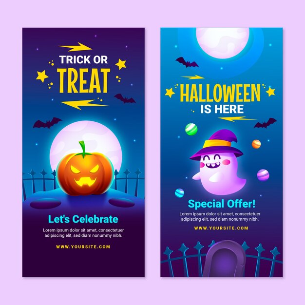 Set di banner verticali di halloween sfumato