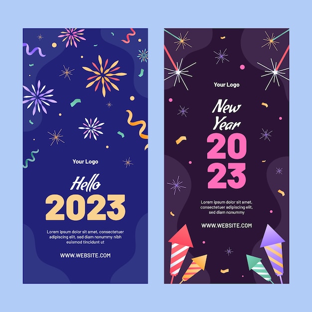 Set di banner verticali per la celebrazione del nuovo anno