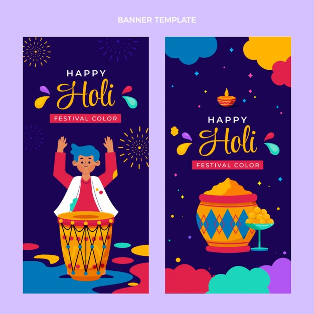 Set di banner verticali piatti holi