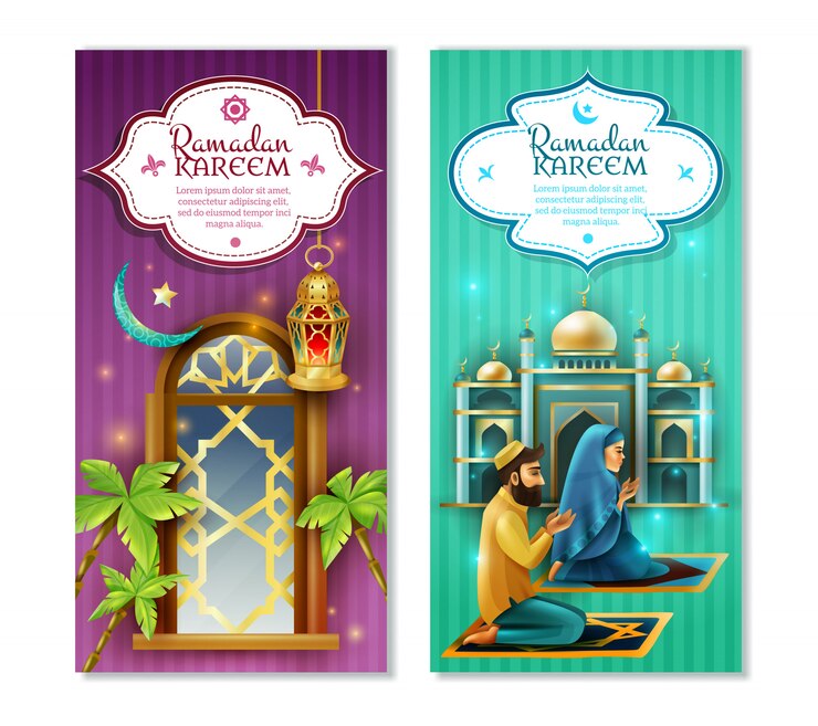 Vettore gratuito set di banner verticali ramadan kareem 2