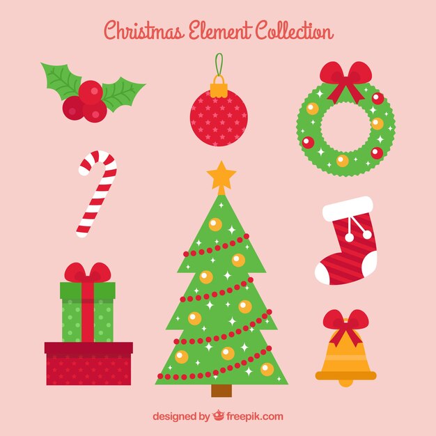 Set di bellissimi elementi decorativi di Natale