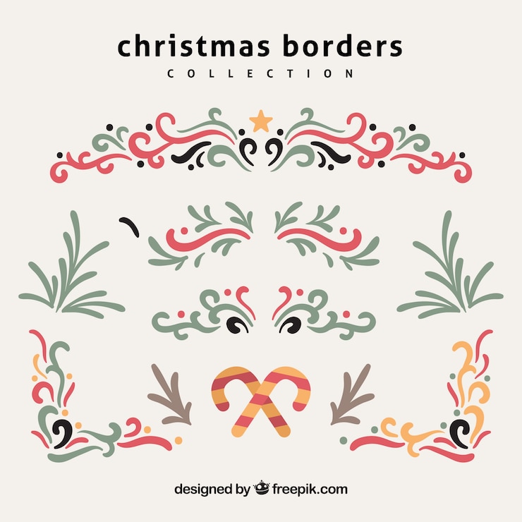 Vettore gratuito set di bordi decorativi di natale