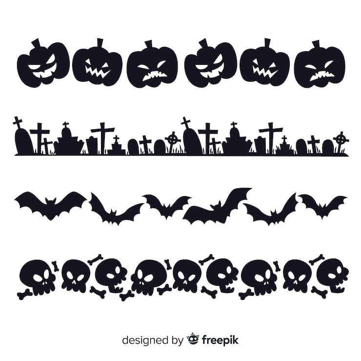 Vettore gratuito set di bordi di halloween