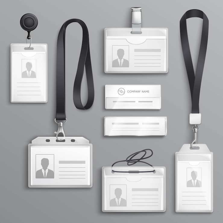 Vettore gratuito set di campioni per badge identificativi