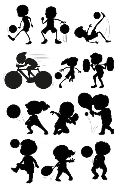 Set di carattere atleta silhouette