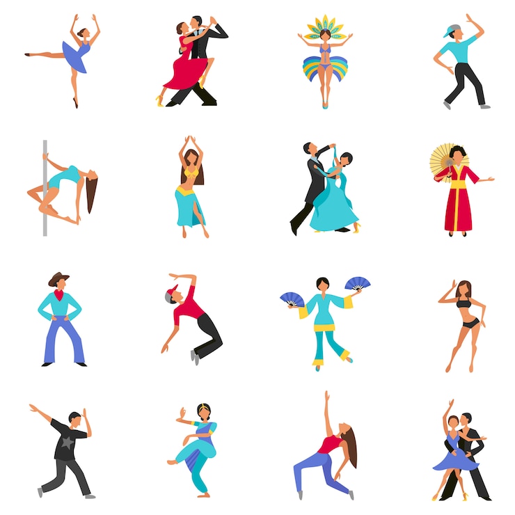 Vettore gratuito set di caratteri di danza