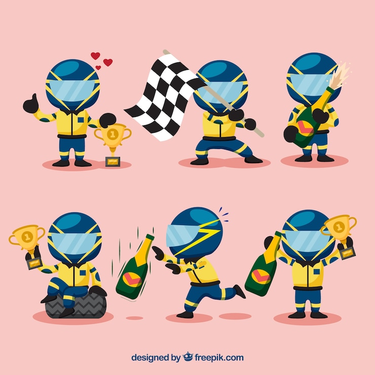 Vettore gratuito set di caratteri di f1 racing