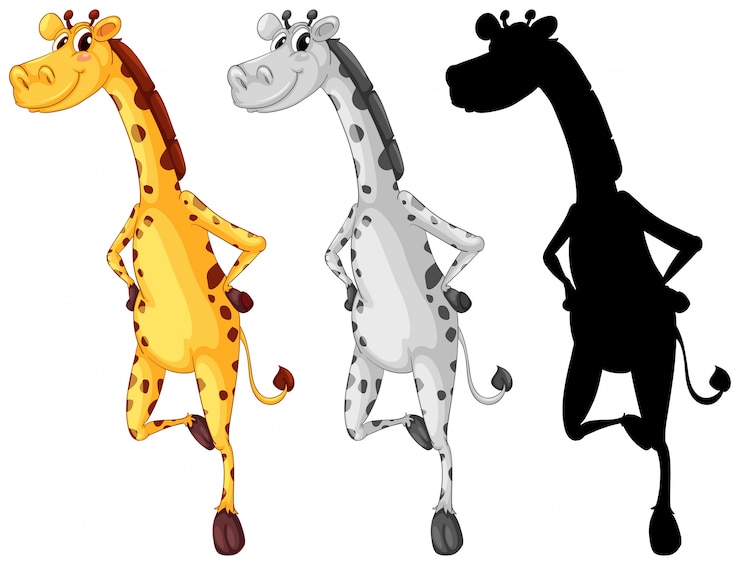 Vettore gratuito set di caratteri di giraffa