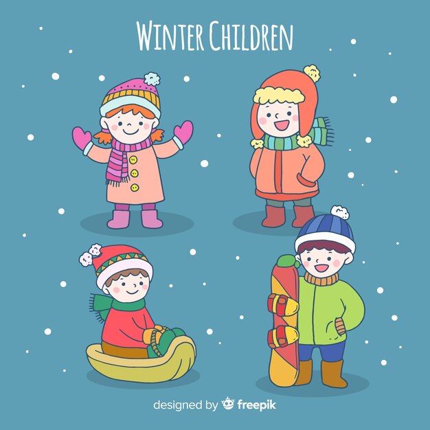 Set di caratteri per bambini invernali