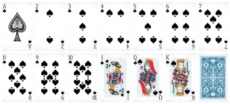 Vettore gratuito set di carte da poker con il design anteriore e posteriore