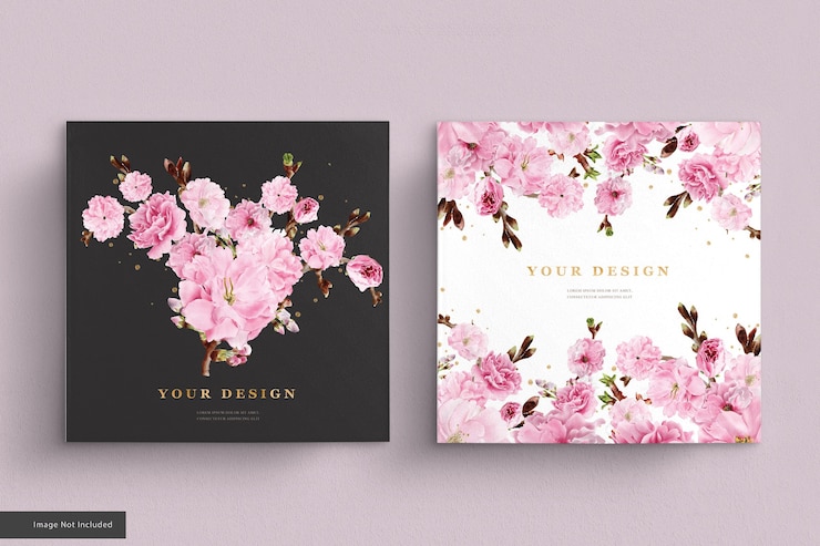 Vettore gratuito set di carte invito fiori di ciliegio