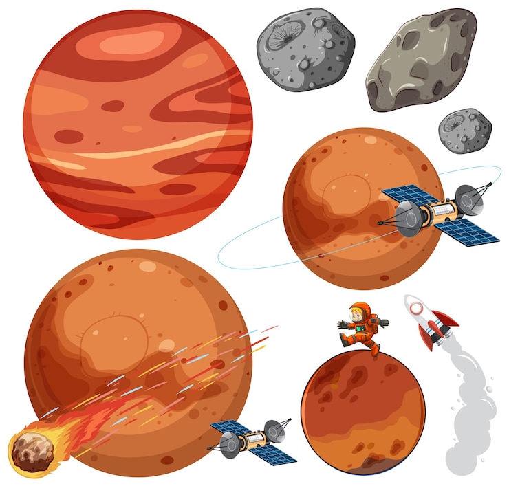 Vettore gratuito set di cartone animato mix mars
