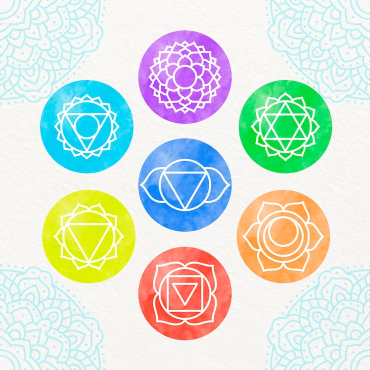 Vettore gratuito set di chakra colorati