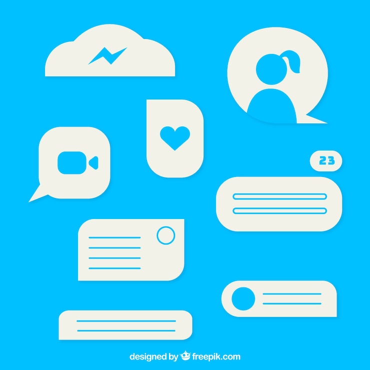 Vettore gratuito set di chat di bolle diverse per l'app di messenger