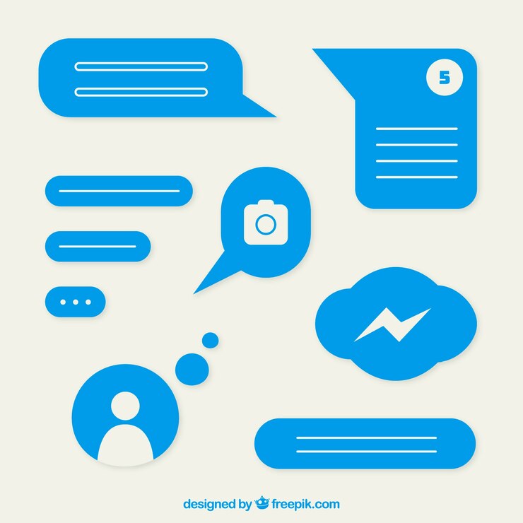 Vettore gratuito set di chat di bolle diverse per l'app di messenger