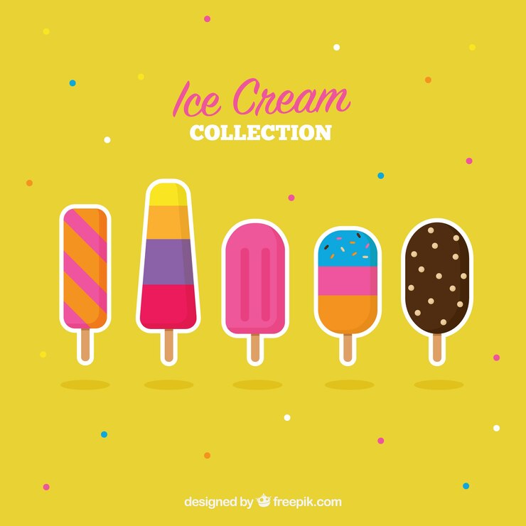 Vettore gratuito set di cinque deliziosi gelati