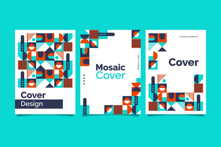 Vettore gratuito set di copertine a mosaico piatto