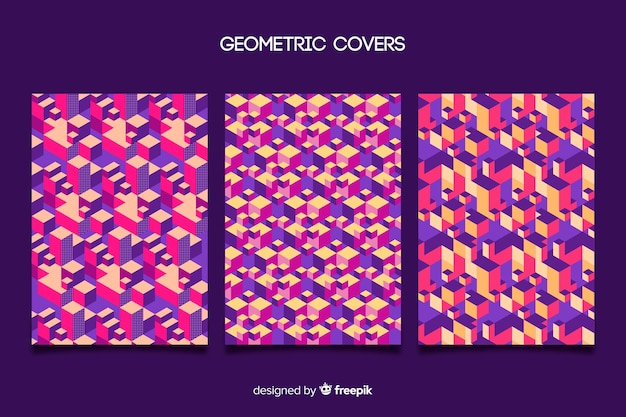 Set di copertine con disegno geometrico colorato