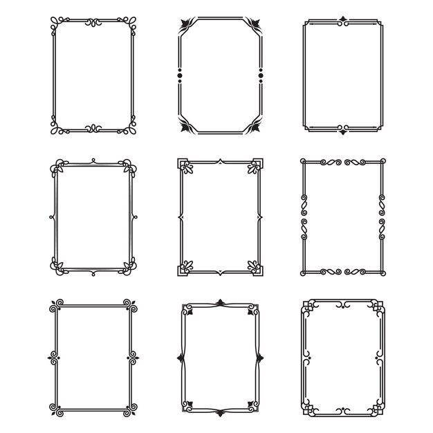 Set di cornici ornamentali calligrafici