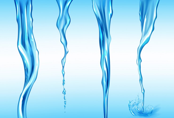 Vettore gratuito set di corsi d'acqua, movimento di flusso isolato di liquido