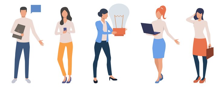 Vettore gratuito set di creativi freelance che lavorano online