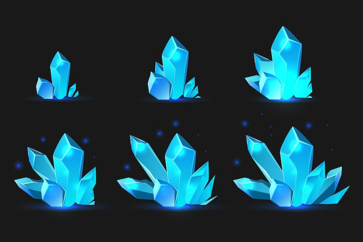 Vettore gratuito set di cristalli blu