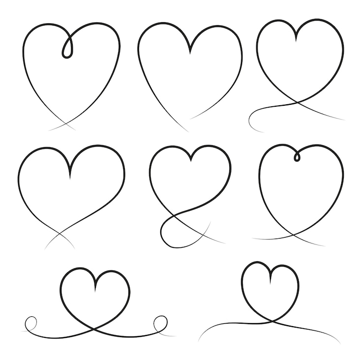 Vettore gratuito set di cuori loop disegnati a mano nera