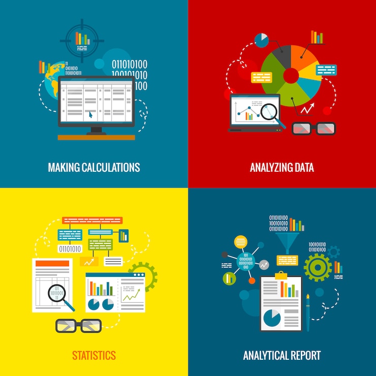 Vettore gratuito set di dati di analisi dei dati