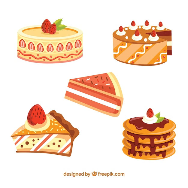 Set di deliziose torte in stile 2d