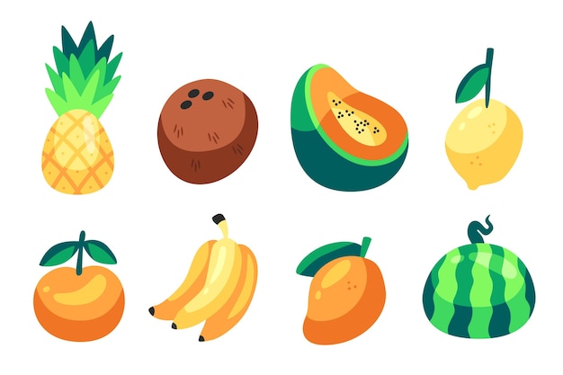 Set di deliziosi frutti disegnati a mano