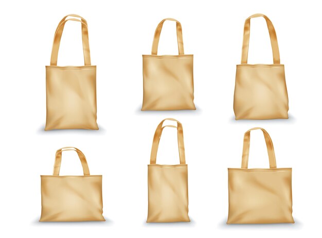 Set di design di borse tote realistiche