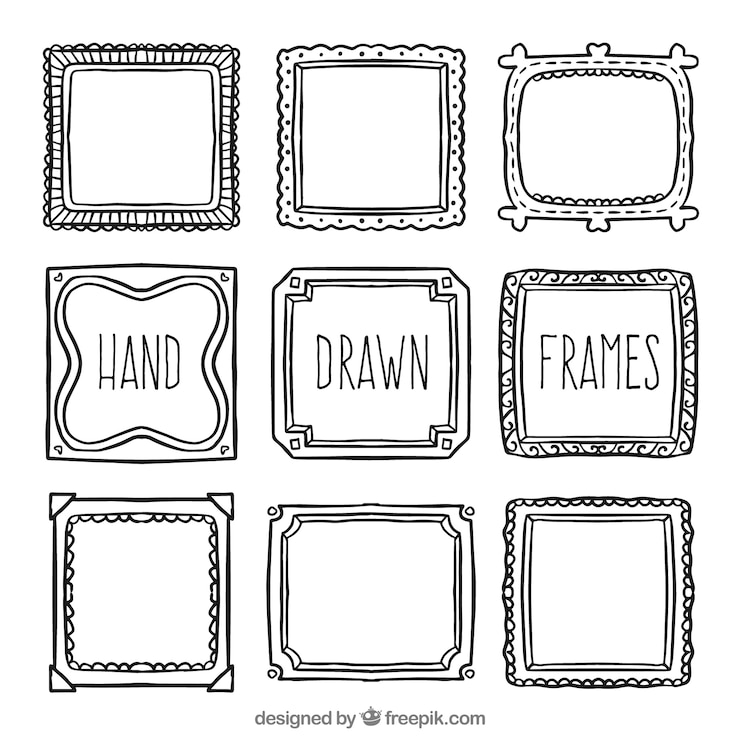 Vettore gratuito set di disegnati a mano cornici decorative