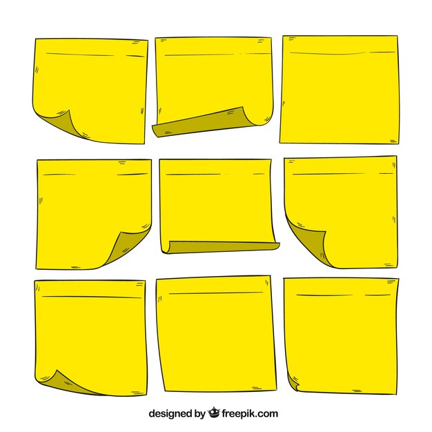 Set di disegnati a mano giallo note