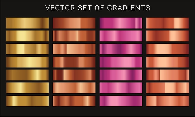 Set di diversi gradienti metallici
