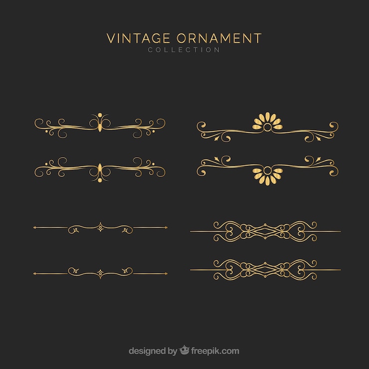 Vettore gratuito set di diversi ornamenti d'epoca