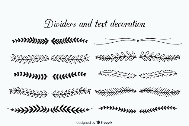 Set di divisori ornamentali disegnati a mano