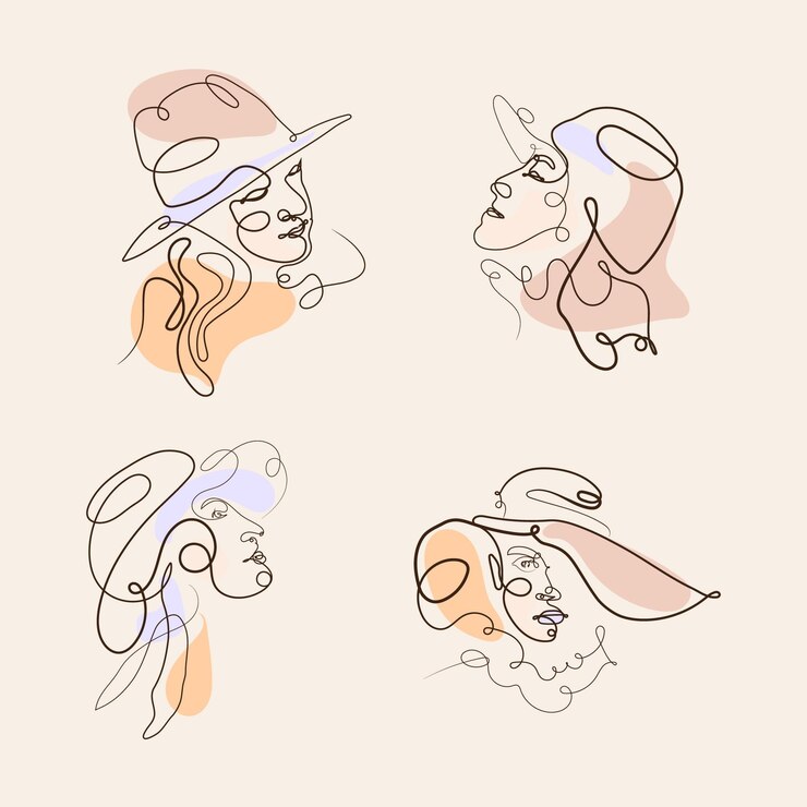 Vettore gratuito set di donne in elegante stile one line art