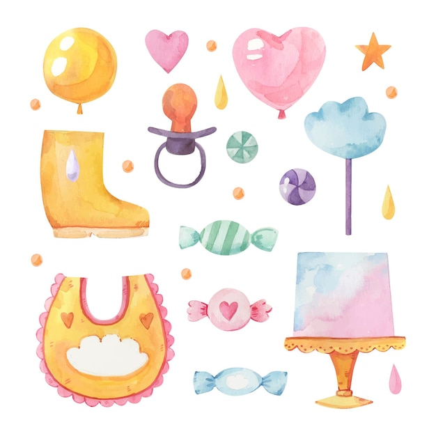 Set di elementi decorativi chuva de amor dipinti