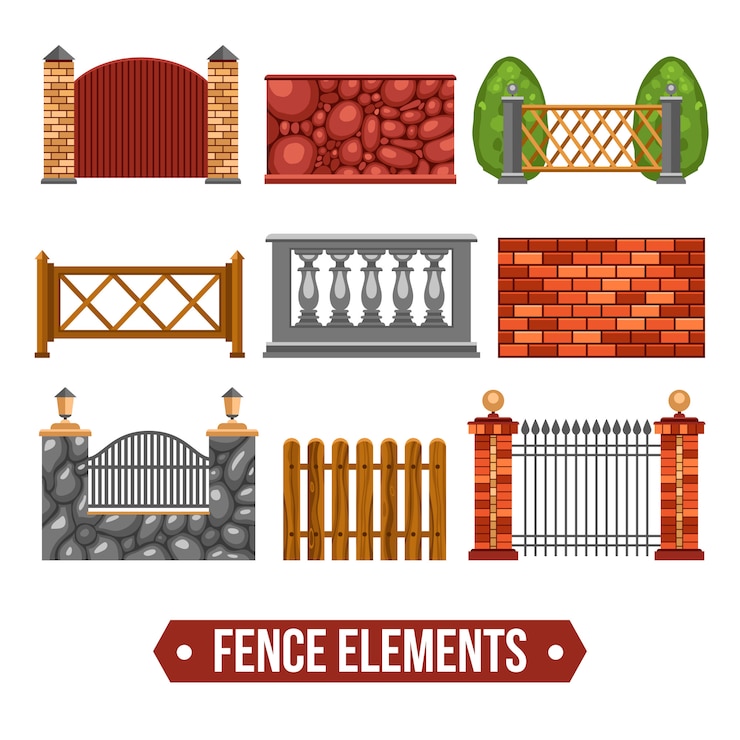 Vettore gratuito set di elementi di design di recinzione
