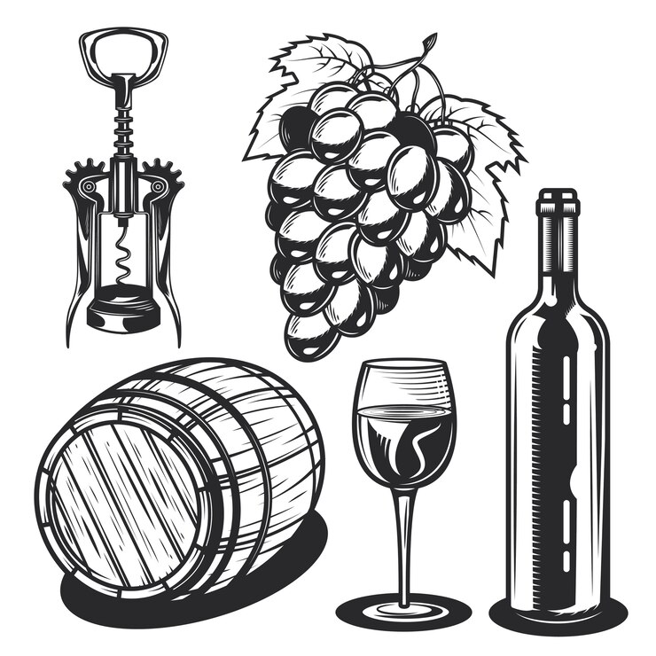 Vettore gratuito set di elementi di vino
