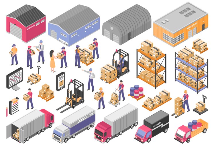 Vettore gratuito set di elementi logistici