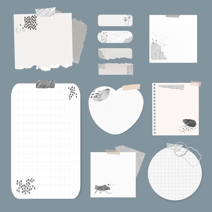 Vettore gratuito set di elementi vettoriali per note digitali con disegno di memphis
