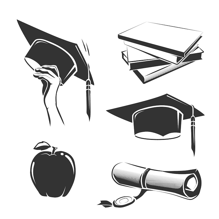 set di elementi vintage di laurea