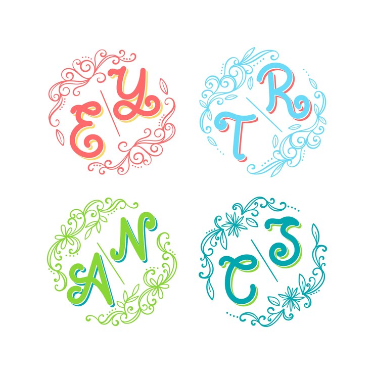 Vettore gratuito set di emblemi di design piatto disegnato a mano