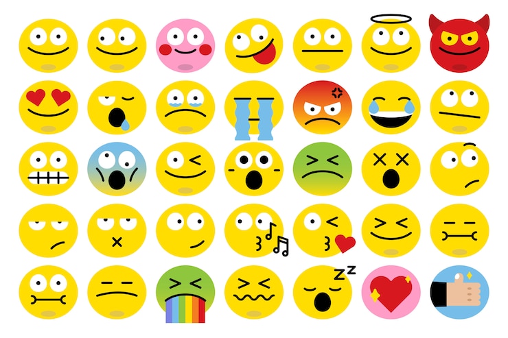 Vettore gratuito set di emoji diversi