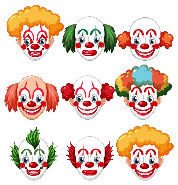 Set di espressioni facciali da clown