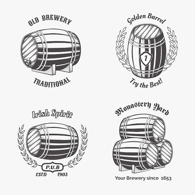 Vettore gratuito set di etichette della birreria.